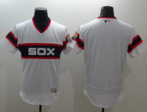 White Sox Blank White Flexbase Authentic Collection Alternate Home Stitched MLB Jersey - Click Image to Close